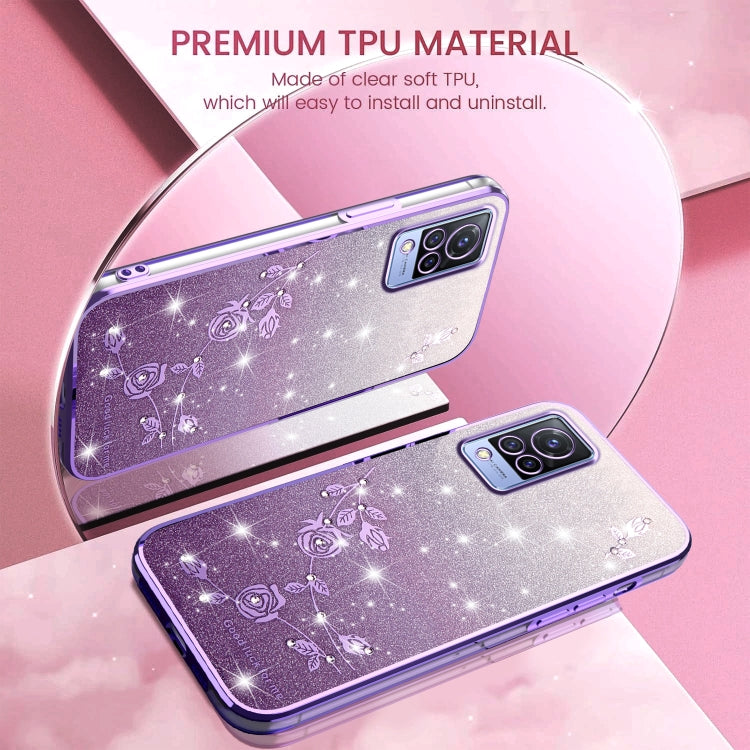 For vivo S9 Gradient Glitter Flower All-inclusive Phone Case