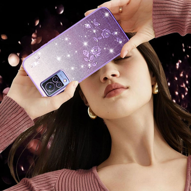 For vivo S9 Gradient Glitter Flower All-inclusive Phone Case