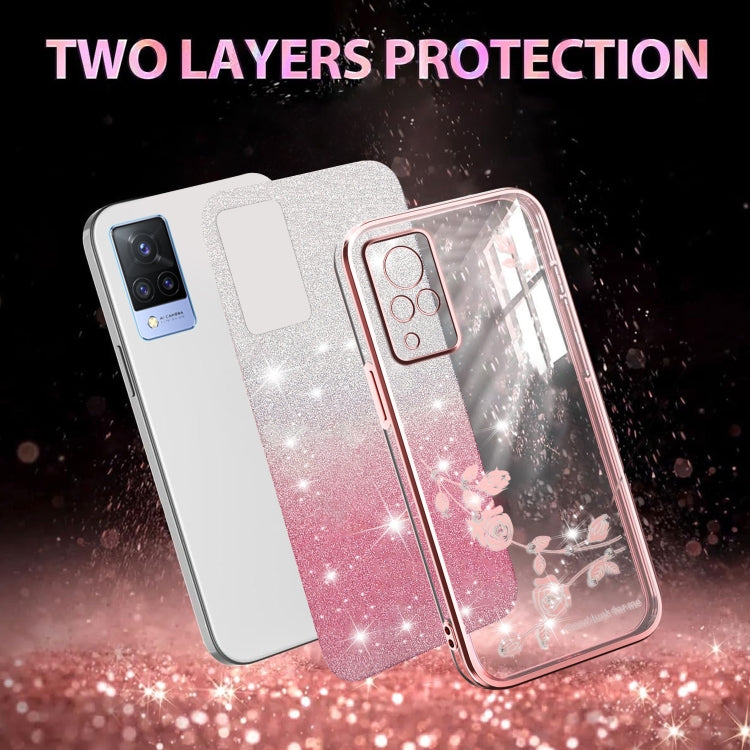 For vivo S9 Gradient Glitter Flower All-inclusive Phone Case