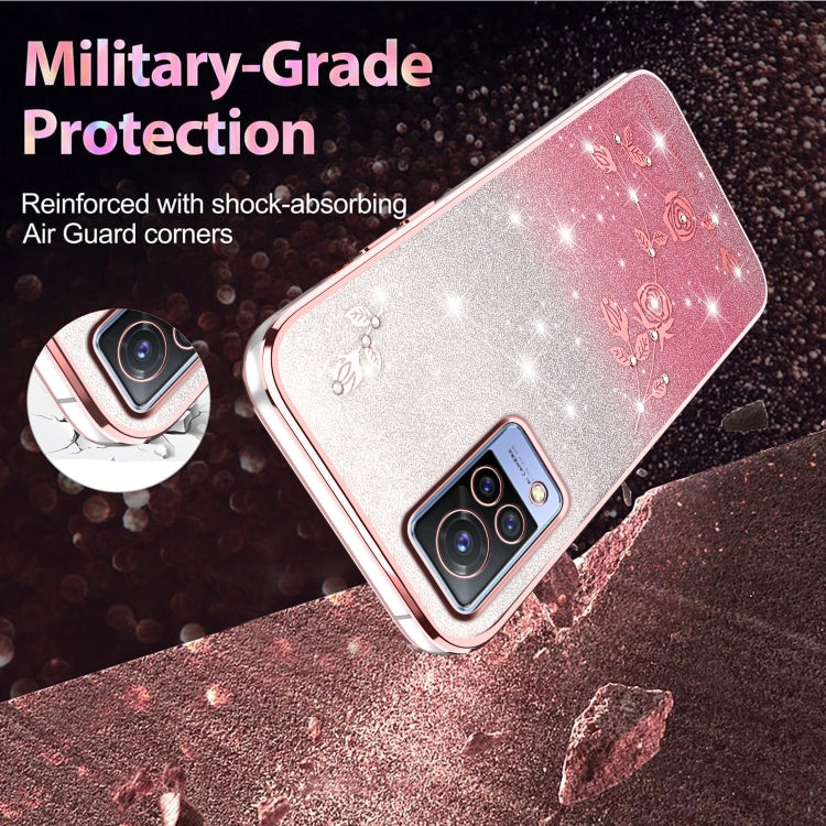 For vivo S9 Gradient Glitter Flower All-inclusive Phone Case