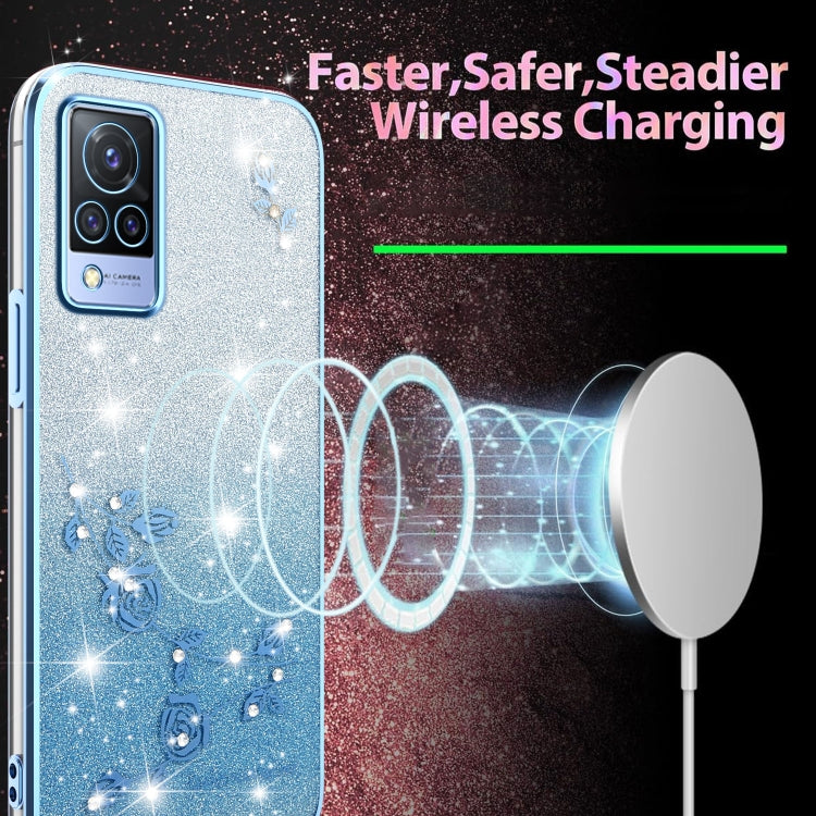 For vivo S9 Gradient Glitter Flower All-inclusive Phone Case