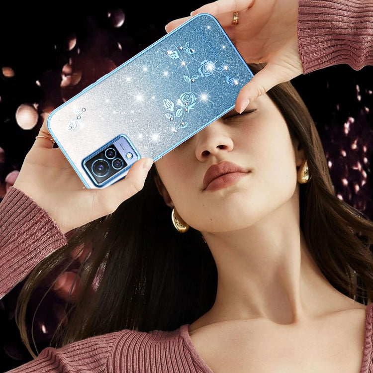 For vivo S9 Gradient Glitter Flower All-inclusive Phone Case