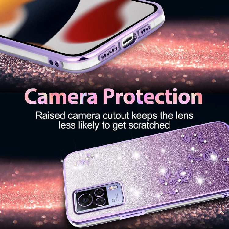 For vivo S9e Gradient Glitter Flower All-inclusive Phone Case