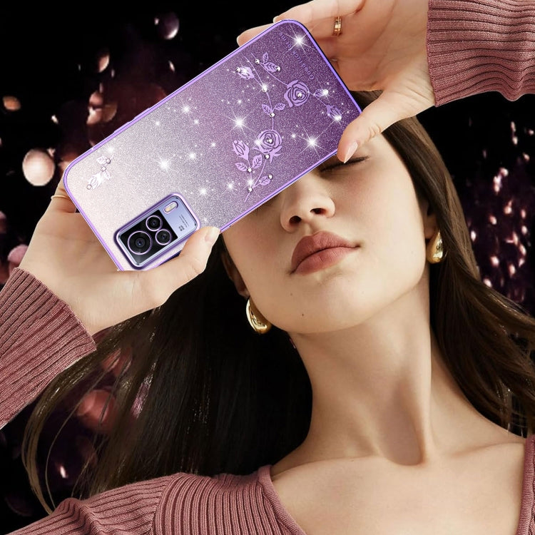 For vivo S9e Gradient Glitter Flower All-inclusive Phone Case