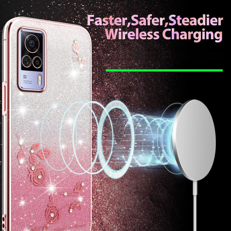 For vivo S9e Gradient Glitter Flower All-inclusive Phone Case