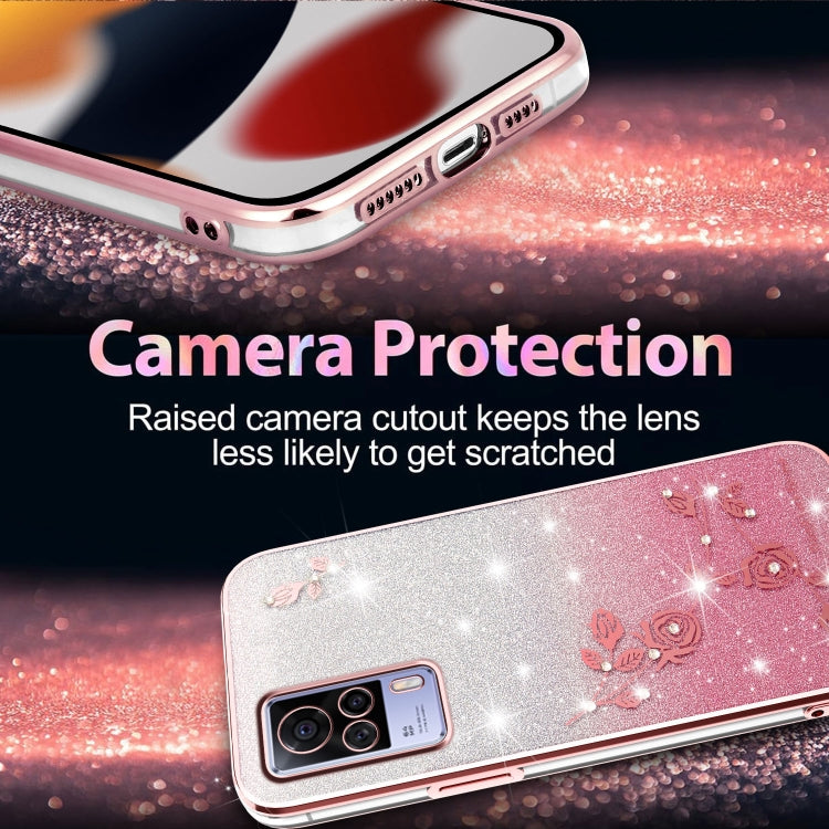 For vivo S9e Gradient Glitter Flower All-inclusive Phone Case