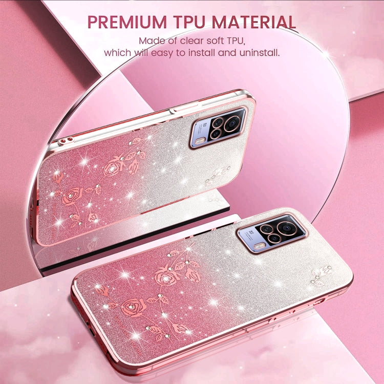 For vivo S9e Gradient Glitter Flower All-inclusive Phone Case