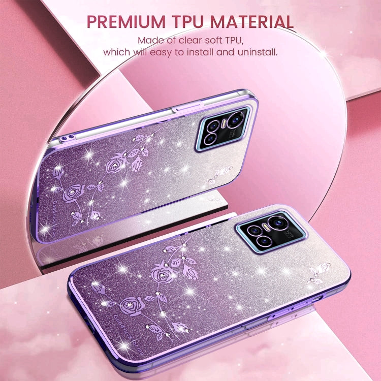 For vivo S10 Gradient Glitter Flower All-inclusive Phone Case