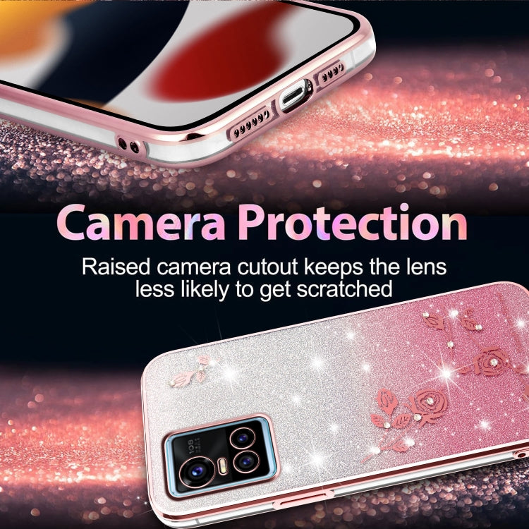 For vivo S10 Gradient Glitter Flower All-inclusive Phone Case