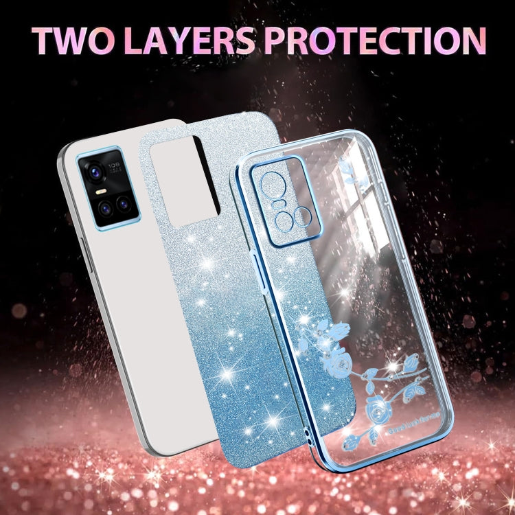 For vivo S10 Gradient Glitter Flower All-inclusive Phone Case