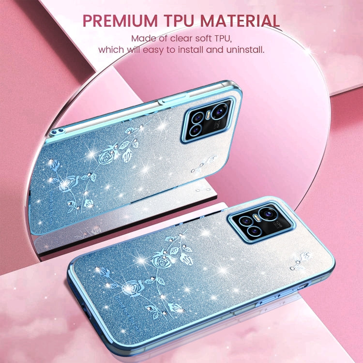 For vivo S10 Gradient Glitter Flower All-inclusive Phone Case