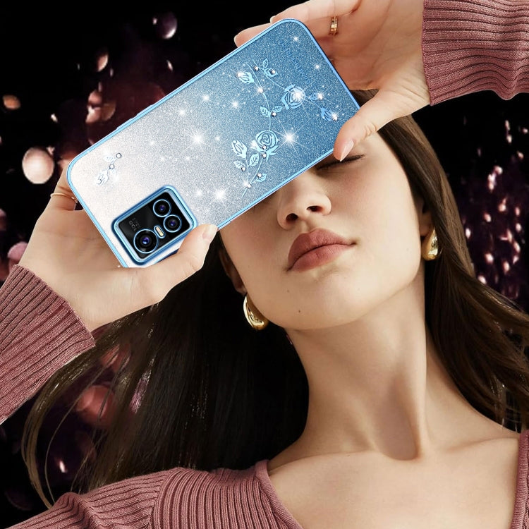 For vivo S10 Gradient Glitter Flower All-inclusive Phone Case