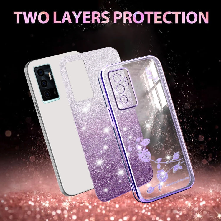 For vivo S10e Gradient Glitter Flower All-inclusive Phone Case