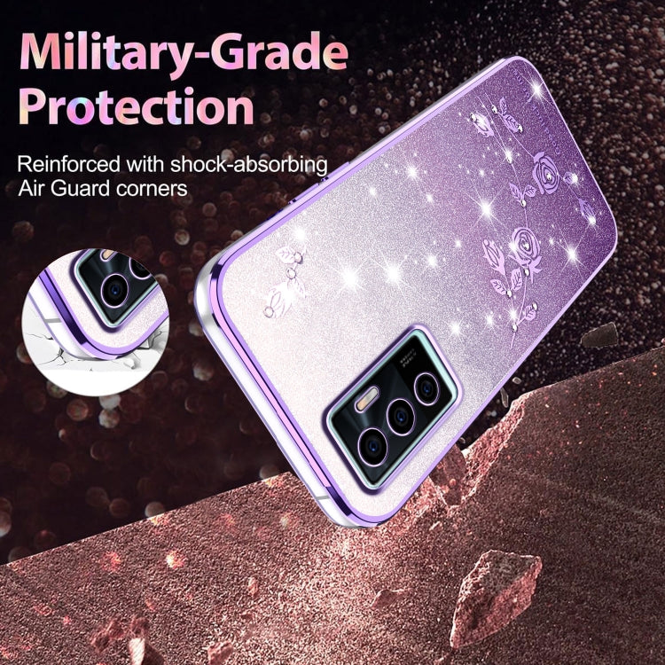 For vivo S10e Gradient Glitter Flower All-inclusive Phone Case