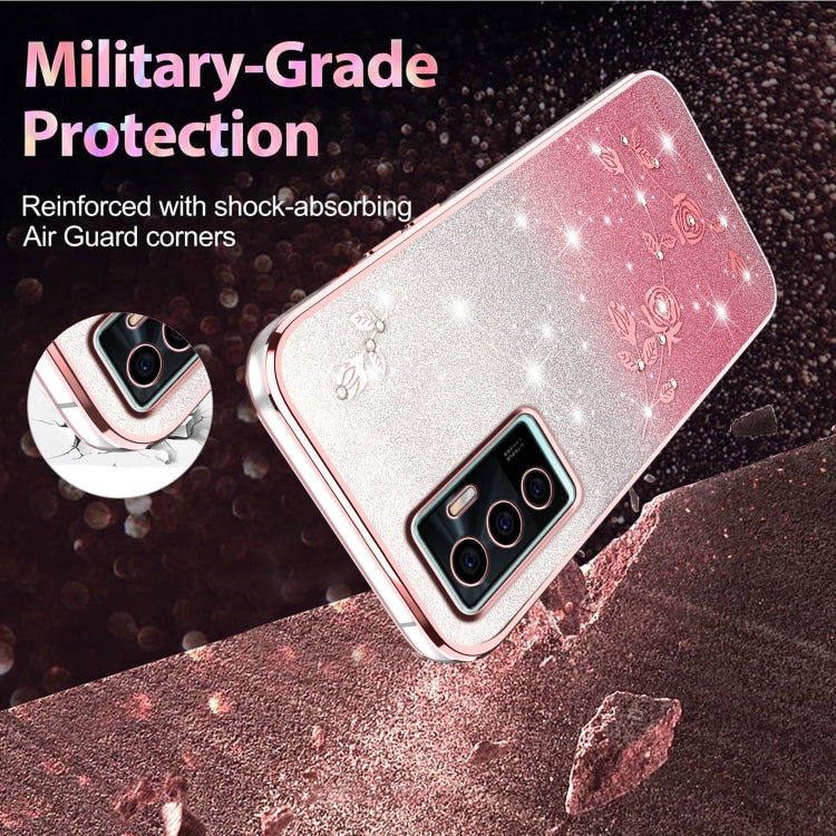 For vivo S10e Gradient Glitter Flower All-inclusive Phone Case