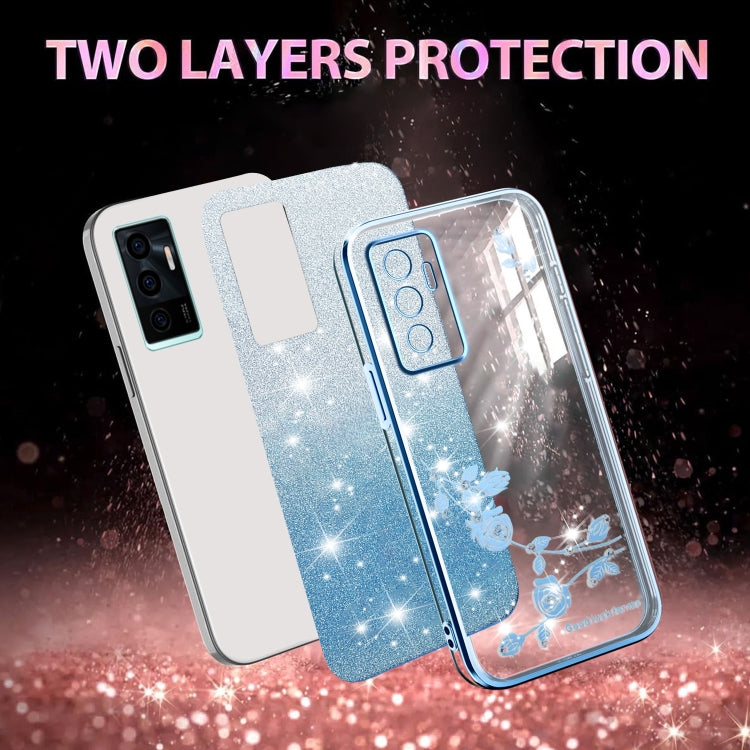 For vivo S10e Gradient Glitter Flower All-inclusive Phone Case