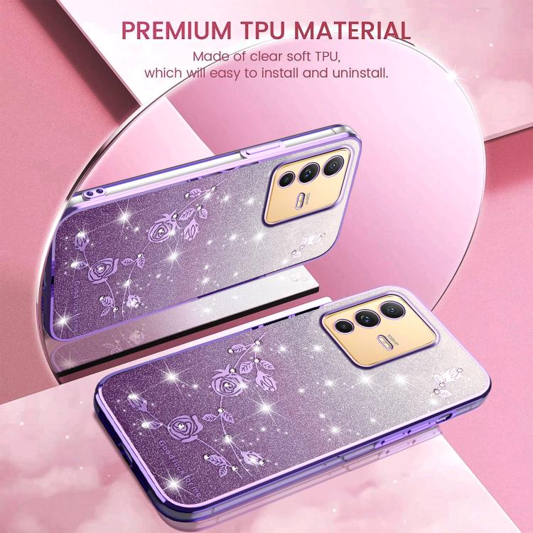 For vivo S12 Pro Gradient Glitter Flower All-inclusive Phone Case