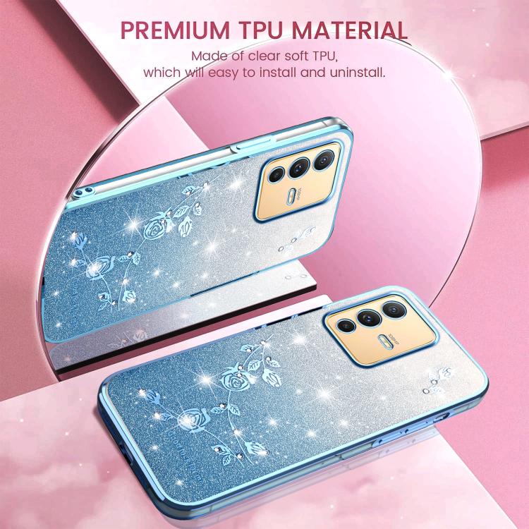 For vivo S12 Pro Gradient Glitter Flower All-inclusive Phone Case