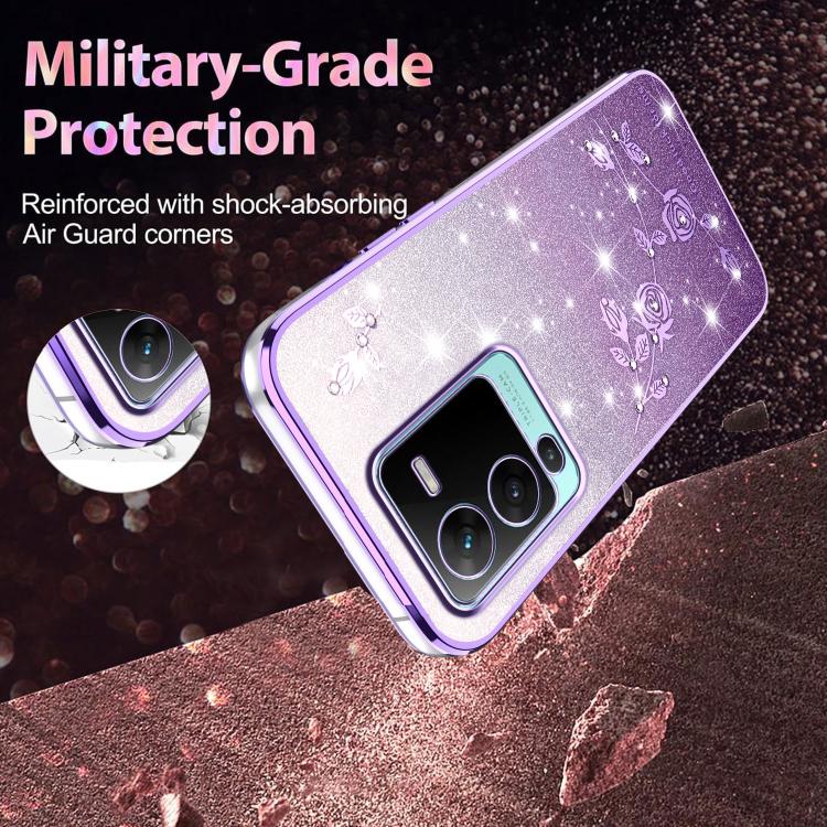 For vivo S15 Pro Gradient Glitter Flower All-inclusive Phone Case