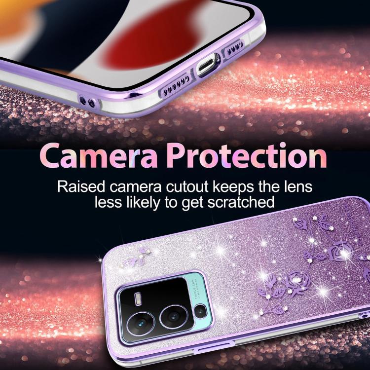 For vivo S15 Pro Gradient Glitter Flower All-inclusive Phone Case