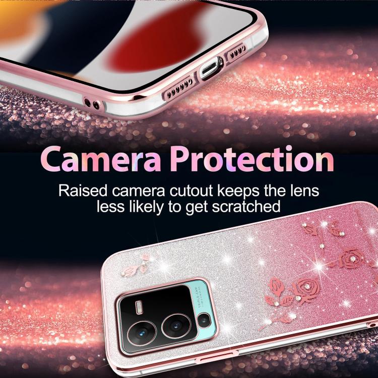 For vivo S15 Pro Gradient Glitter Flower All-inclusive Phone Case