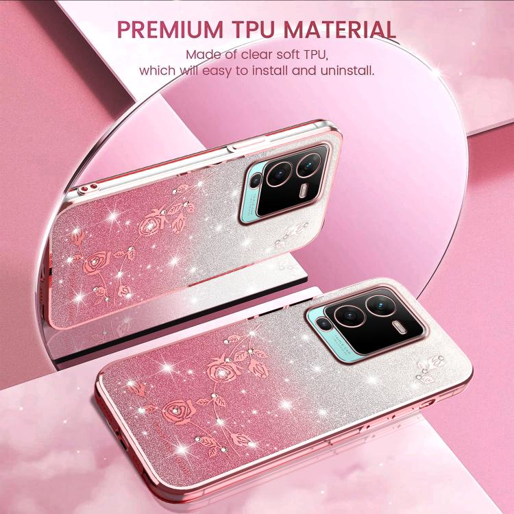For vivo S15 Pro Gradient Glitter Flower All-inclusive Phone Case