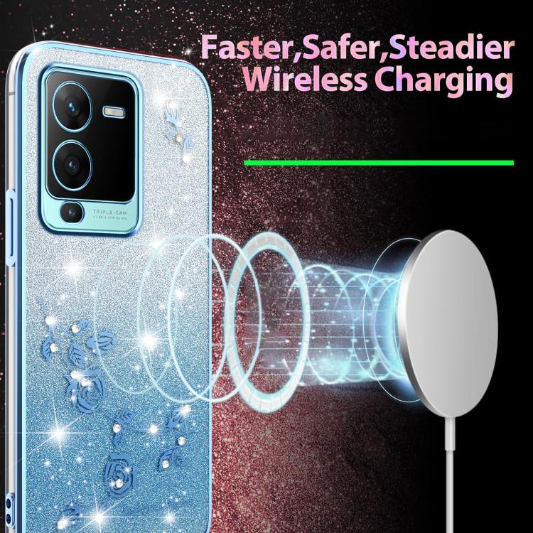 For vivo S15 Pro Gradient Glitter Flower All-inclusive Phone Case