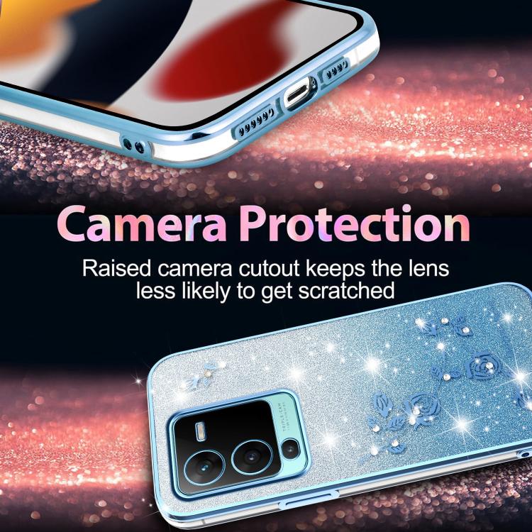 For vivo S15 Pro Gradient Glitter Flower All-inclusive Phone Case