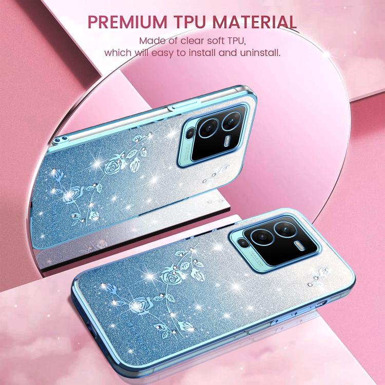 For vivo S15 Pro Gradient Glitter Flower All-inclusive Phone Case