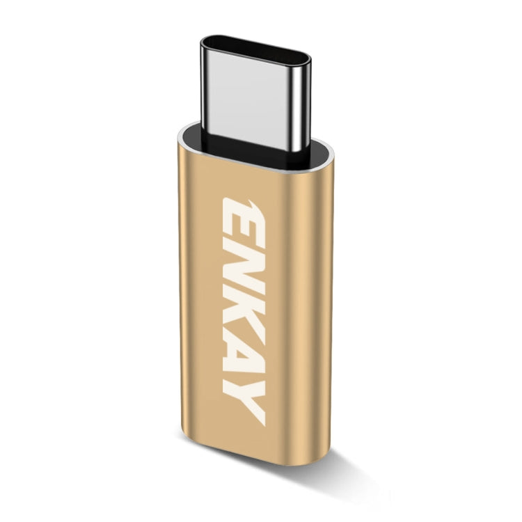 ENKAY ENK-AT120 Aluminium Alloy 8 Pin to Type-C Data Transfer & Charging Adapter - Gold