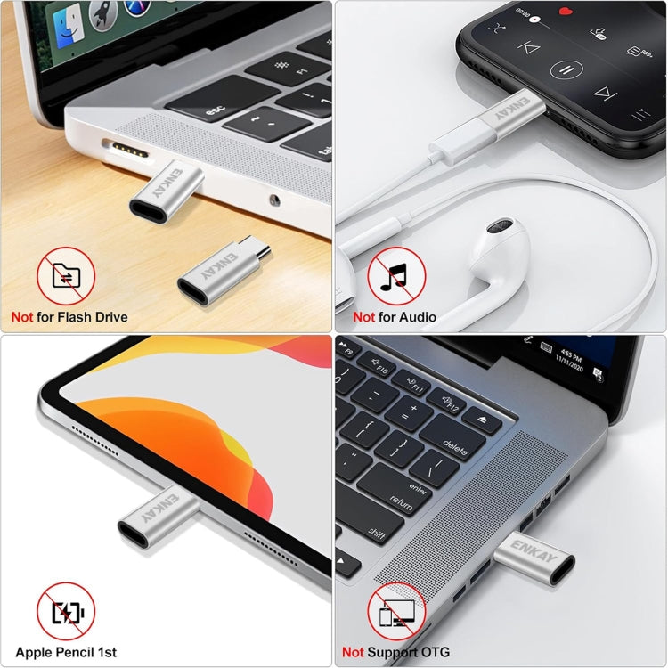 ENKAY ENK-AT120 Aluminium Alloy 8 Pin to Type-C Data Transfer & Charging Adapter - Gold