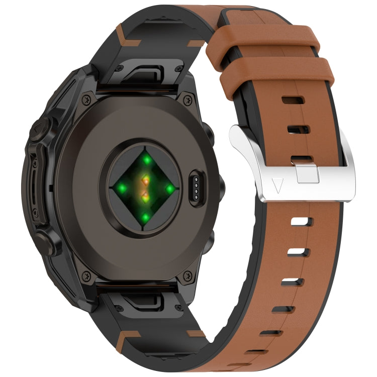 For Garmin Fenix 8 AMOLED 47mm Quick Release Buckle 22mm Silicone Leather Watch Band