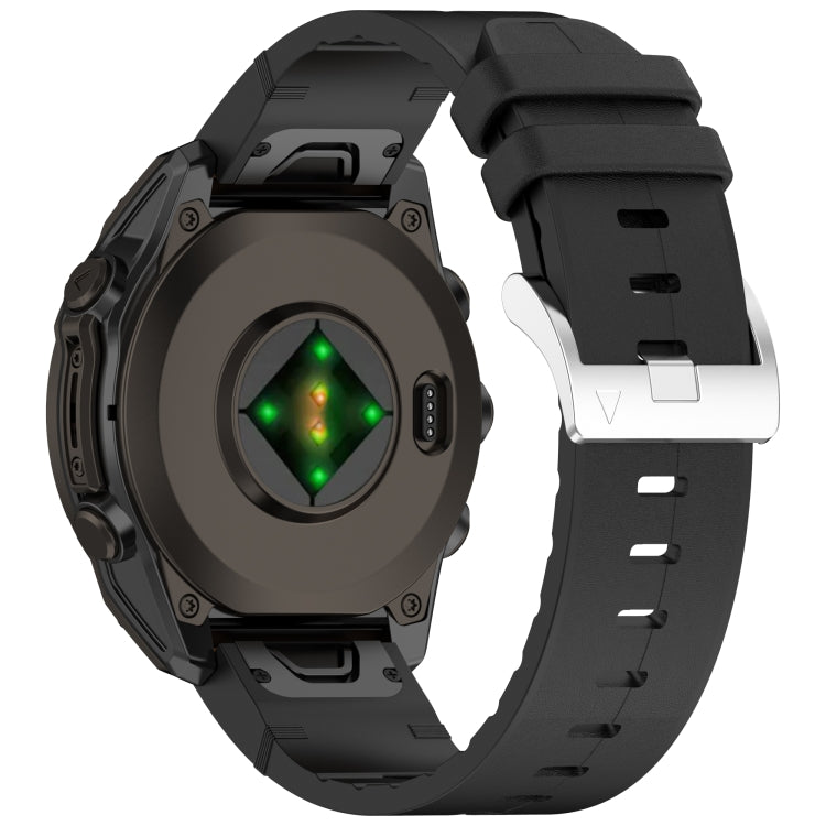 For Garmin Fenix 8 AMOLED 43mm Quick Release Buckle 20mm Silicone Leather Watch Band