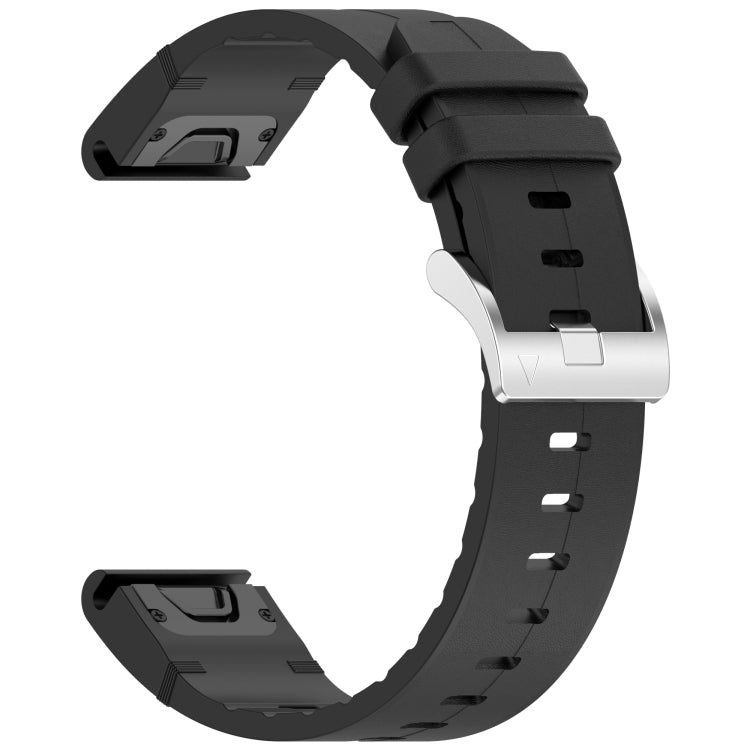 For Garmin Fenix 8 AMOLED 43mm Quick Release Buckle 20mm Silicone Leather Watch Band