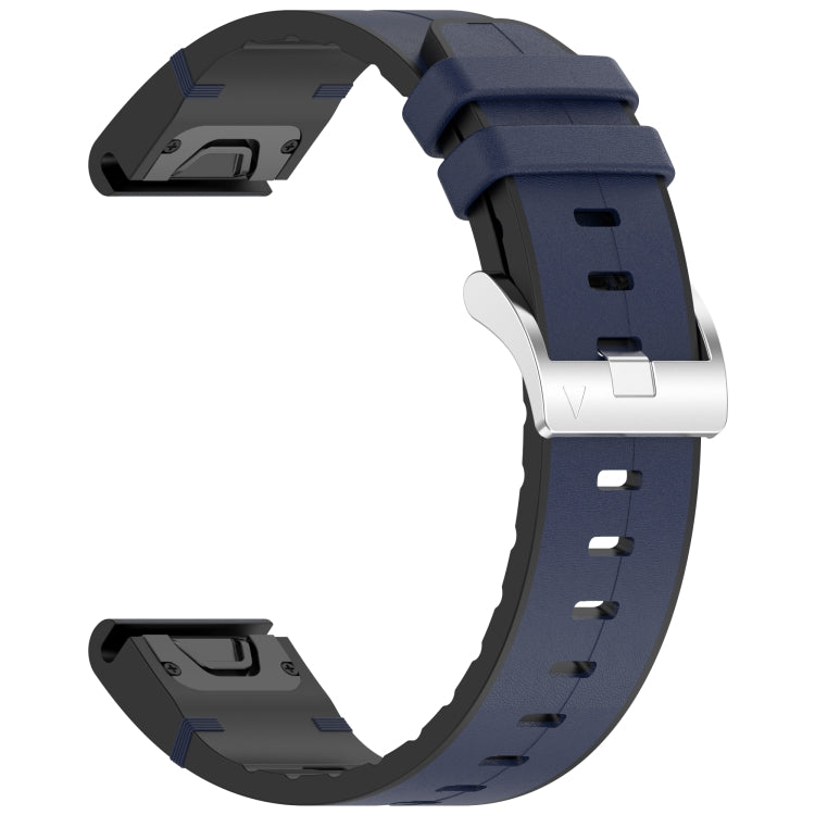 For Garmin Fenix 8 AMOLED 43mm Quick Release Buckle 20mm Silicone Leather Watch Band