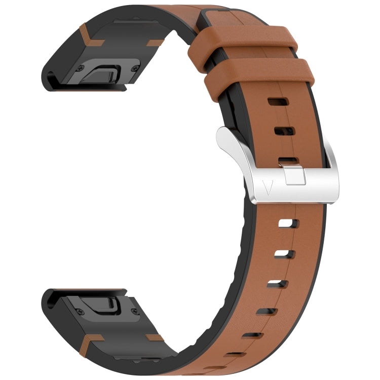 For Garmin Fenix 8 AMOLED 43mm Quick Release Buckle 20mm Silicone Leather Watch Band