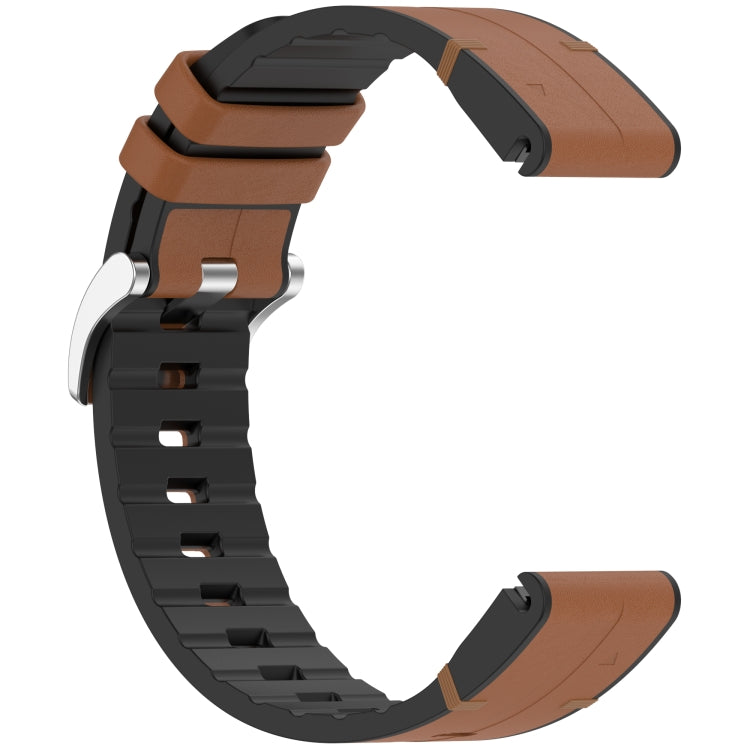 For Garmin Fenix 8 AMOLED 43mm Quick Release Buckle 20mm Silicone Leather Watch Band