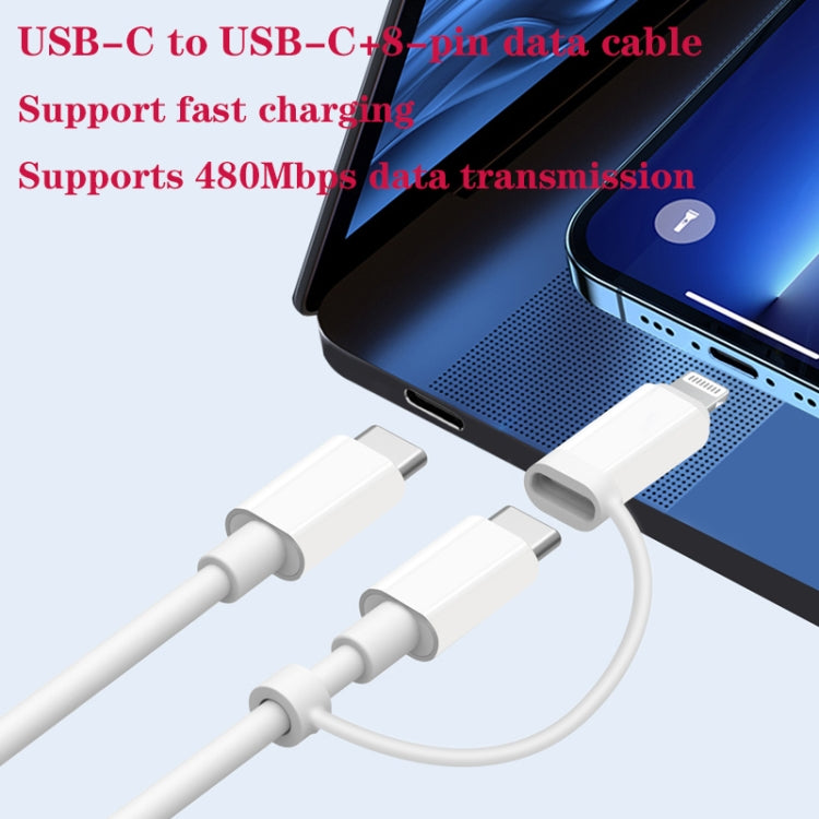 PD31 30W USB-C / Type-C + USB-A Charger with Type-C+8 Pin 2-in-1 Data Cable, US Plug