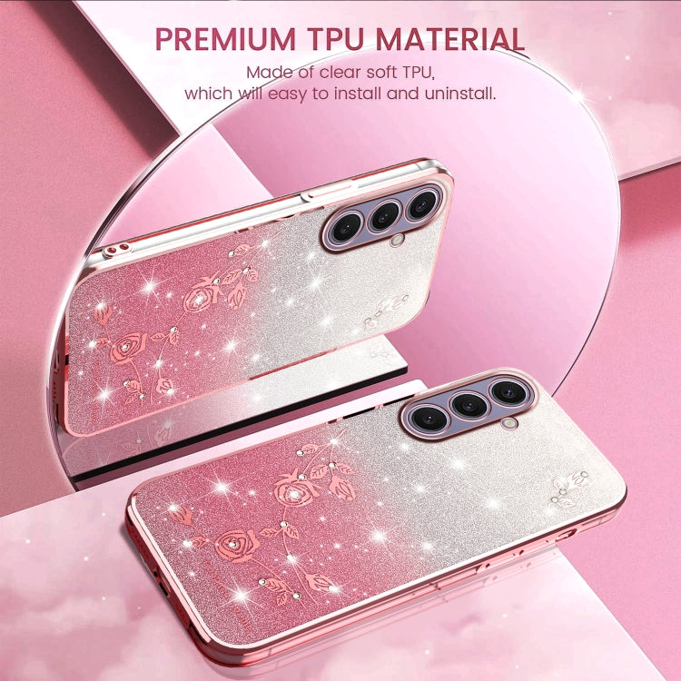 For Samsung Galaxy S25+ 5G Gradient Glitter Flower All-inclusive Phone Case