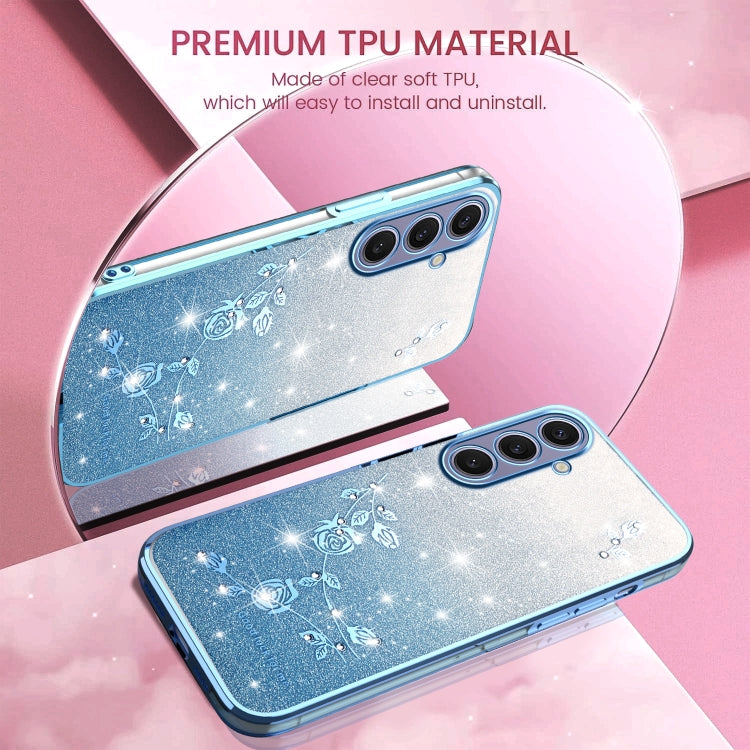 For Samsung Galaxy S25+ 5G Gradient Glitter Flower All-inclusive Phone Case