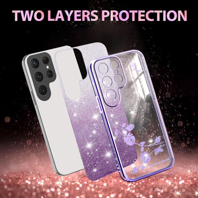 For Samsung Galaxy S25 Ultra 5G Gradient Glitter Flower All-inclusive Phone Case