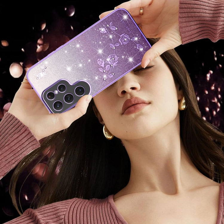 For Samsung Galaxy S25 Ultra 5G Gradient Glitter Flower All-inclusive Phone Case
