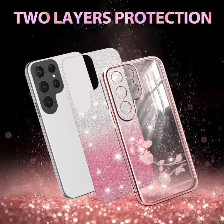 For Samsung Galaxy S25 Ultra 5G Gradient Glitter Flower All-inclusive Phone Case
