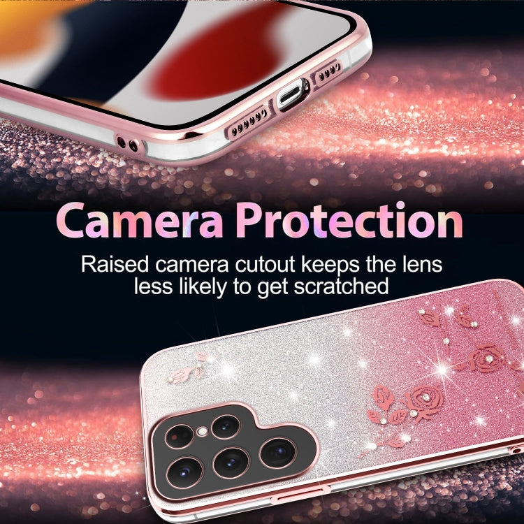 For Samsung Galaxy S25 Ultra 5G Gradient Glitter Flower All-inclusive Phone Case