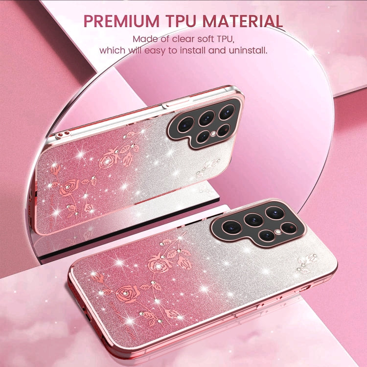 For Samsung Galaxy S25 Ultra 5G Gradient Glitter Flower All-inclusive Phone Case