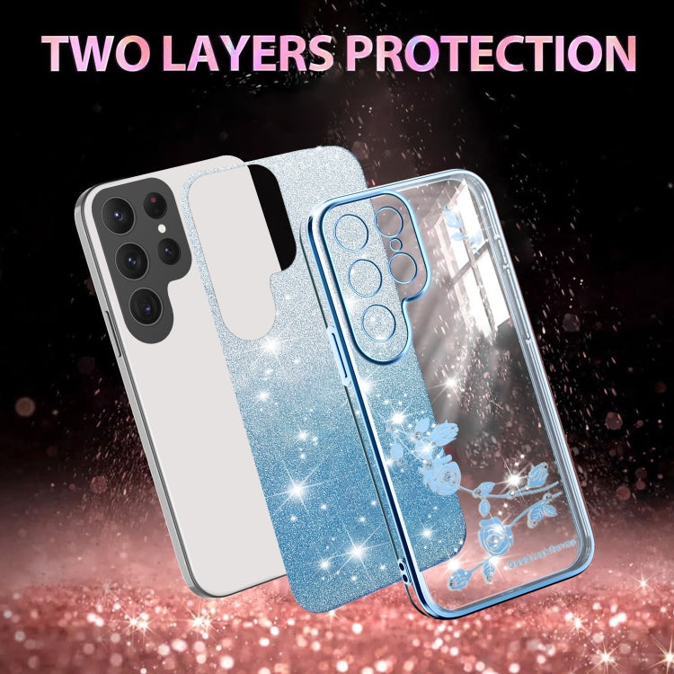 For Samsung Galaxy S25 Ultra 5G Gradient Glitter Flower All-inclusive Phone Case