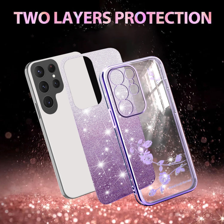 For Samsung Galaxy S24 Ultra 5G Gradient Glitter Flower All-inclusive Phone Case