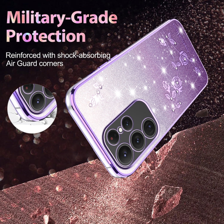For Samsung Galaxy S24 Ultra 5G Gradient Glitter Flower All-inclusive Phone Case