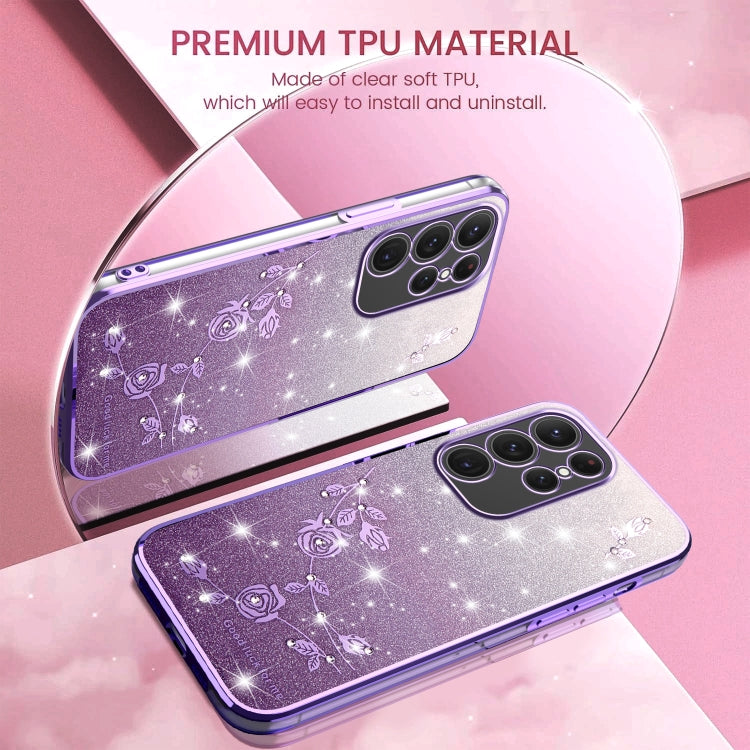 For Samsung Galaxy S24 Ultra 5G Gradient Glitter Flower All-inclusive Phone Case
