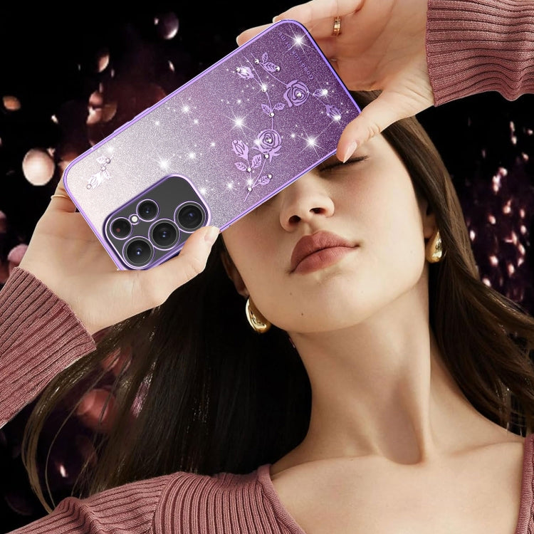 For Samsung Galaxy S24 Ultra 5G Gradient Glitter Flower All-inclusive Phone Case
